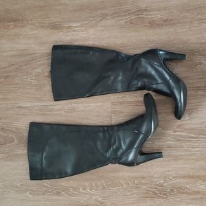 (EU37) Call it Spring Classic Knee High Heeled Zip Up Boots Party Punk Goth Moto